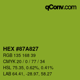 カラーコード: HEX #87A827 | qconv.com