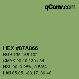 Farbcode: HEX #87A866 | qconv.com