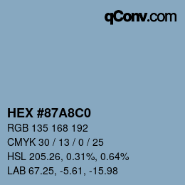カラーコード: HEX #87A8C0 | qconv.com