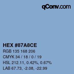 カラーコード: HEX #87A8CE | qconv.com
