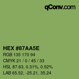 Farbcode: HEX #87AA5E | qconv.com