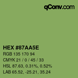 Color code: HEX #87AA5E | qconv.com