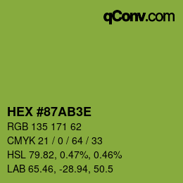 Color code: HEX #87AB3E | qconv.com