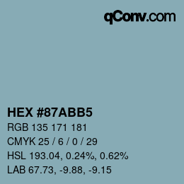 Código de color: HEX #87ABB5 | qconv.com
