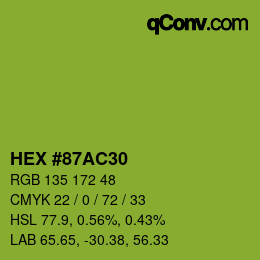 Color code: HEX #87AC30 | qconv.com