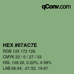 Color code: HEX #87AC7E | qconv.com