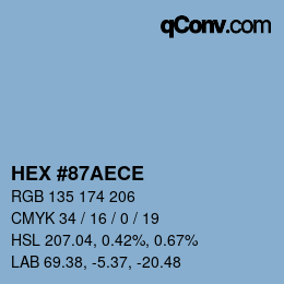 Color code: HEX #87AECE | qconv.com