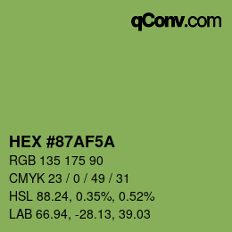 Farbcode: HEX #87AF5A | qconv.com