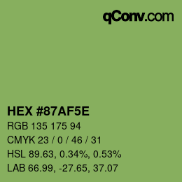 Farbcode: HEX #87AF5E | qconv.com