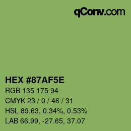 Code couleur: HEX #87AF5E | qconv.com