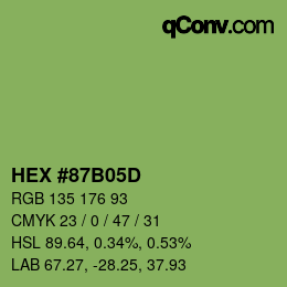 カラーコード: HEX #87B05D | qconv.com