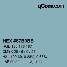 カラーコード: HEX #87B0BB | qconv.com