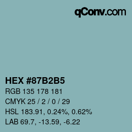 颜色代码: HEX #87B2B5 | qconv.com