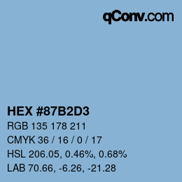 カラーコード: HEX #87B2D3 | qconv.com