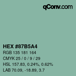 颜色代码: HEX #87B5A4 | qconv.com