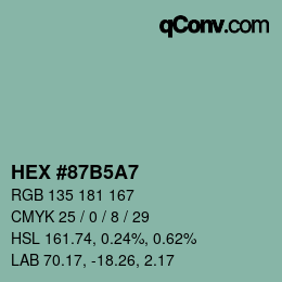Farbcode: HEX #87B5A7 | qconv.com