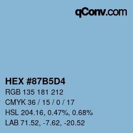 颜色代码: HEX #87B5D4 | qconv.com