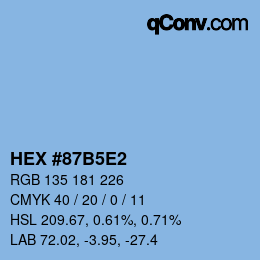 Farbcode: HEX #87B5E2 | qconv.com