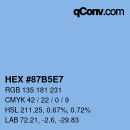 Farbcode: HEX #87B5E7 | qconv.com