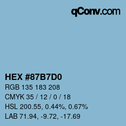 カラーコード: HEX #87B7D0 | qconv.com