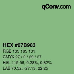 颜色代码: HEX #87B983 | qconv.com