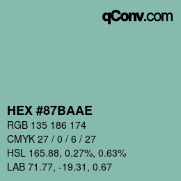 Color code: HEX #87BAAE | qconv.com