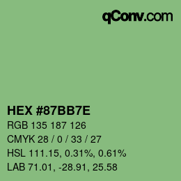 Color code: HEX #87BB7E | qconv.com