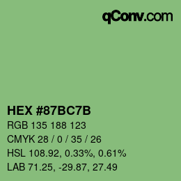 颜色代码: HEX #87BC7B | qconv.com
