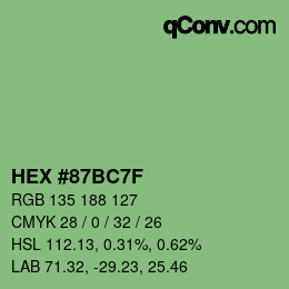 Farbcode: HEX #87BC7F | qconv.com