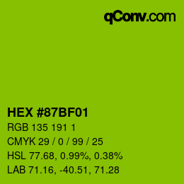 カラーコード: HEX #87BF01 | qconv.com