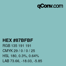 カラーコード: HEX #87BFBF | qconv.com