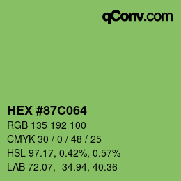 Color code: HEX #87C064 | qconv.com