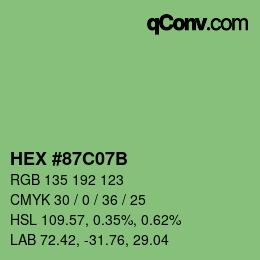 Color code: HEX #87C07B | qconv.com