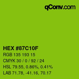 カラーコード: HEX #87C10F | qconv.com