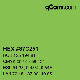 Color code: HEX #87C251 | qconv.com