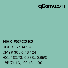 カラーコード: HEX #87C2B2 | qconv.com