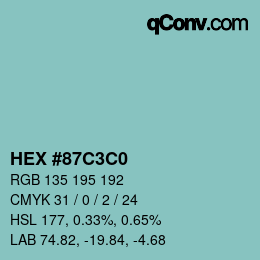Color code: HEX #87C3C0 | qconv.com
