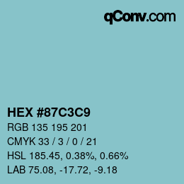 Color code: HEX #87C3C9 | qconv.com
