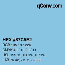 Farbcode: HEX #87C5E2 | qconv.com
