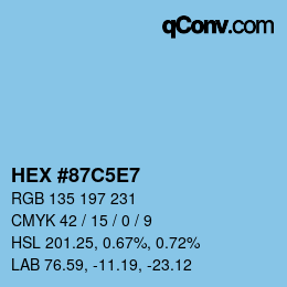 カラーコード: HEX #87C5E7 | qconv.com