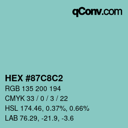 Color code: HEX #87C8C2 | qconv.com