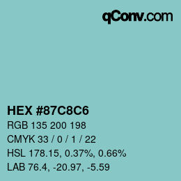 Color code: HEX #87C8C6 | qconv.com
