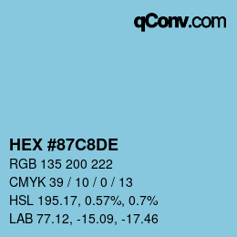 颜色代码: HEX #87C8DE | qconv.com