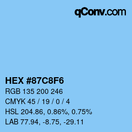カラーコード: HEX #87C8F6 | qconv.com