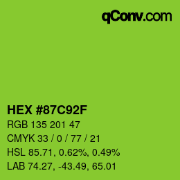 Color code: HEX #87C92F | qconv.com
