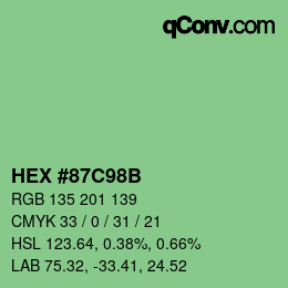 Color code: HEX #87C98B | qconv.com