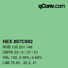Farbcode: HEX #87C992 | qconv.com