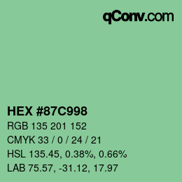 颜色代码: HEX #87C998 | qconv.com