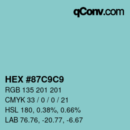 Color code: HEX #87C9C9 | qconv.com