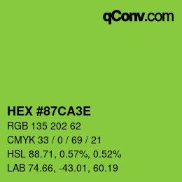 Color code: HEX #87CA3E | qconv.com